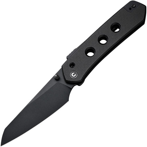 Civivi Snecx Vision FG Superlock Folding Knife - 3.54" Nitro-V Black Reverse Tanto Blade, Black G10 Handles - C22036-1