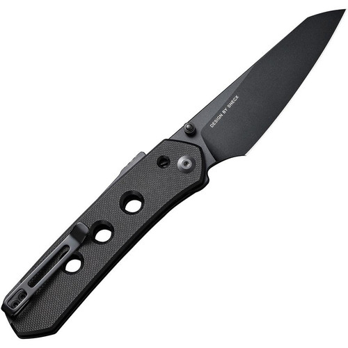 Civivi Snecx Vision FG Superlock Folding Knife - 3.54" Nitro-V Black Reverse Tanto Blade, Black G10 Handles - C22036-1