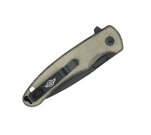 Olight Oknife Mettle 2 Flipper Knife - 3.24" 154CM Black Drop Point Blade, Green Micarta Handles, Button Lock - METTLE2ODG Olight Oknife Mettle 2 Flipper Knife - 3.24" 154CM Black Drop Point Blade, Green Micarta Handles, Button Lock - METTLE2ODG