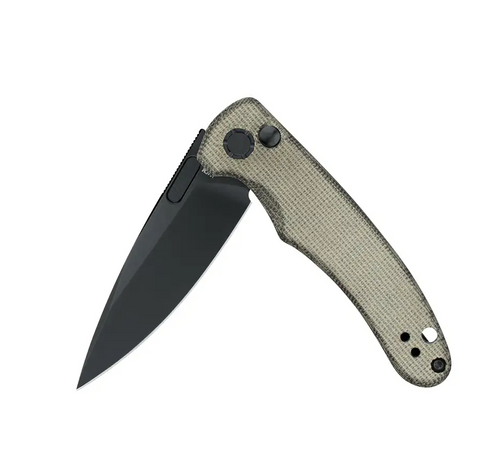 Olight Oknife Mettle 2 Flipper Knife - 3.24" 154CM Black Drop Point Blade, Green Micarta Handles, Button Lock - METTLE2ODG Olight Oknife Mettle 2 Flipper Knife - 3.24" 154CM Black Drop Point Blade, Green Micarta Handles, Button Lock - METTLE2ODG