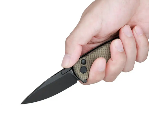 Olight Oknife Mettle 2 Flipper Knife - 3.24" 154CM Black Drop Point Blade, Green Micarta Handles, Button Lock - METTLE2ODG Olight Oknife Mettle 2 Flipper Knife - 3.24" 154CM Black Drop Point Blade, Green Micarta Handles, Button Lock - METTLE2ODG