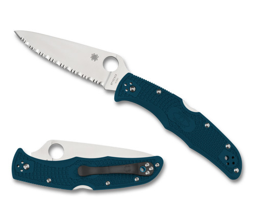 Spyderco Endura 4 Lightweight Folding Knife - 3.8" K390 Satin Plain Blade, Blue FRN Handles, Lockback - C10FPK390