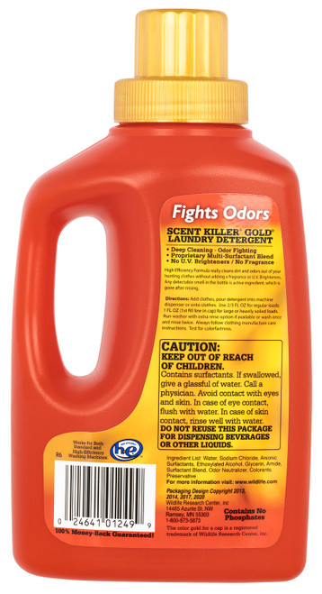 Wildlife Research 1249 Scent Killer Gold Laundry Detergent Odor Eliminator Odorless Scent 32oz Bottle Wildlife Research 1249 Scent Killer Gold Laundry Detergent Odor Eliminator Odorless Scent 32oz Bottle