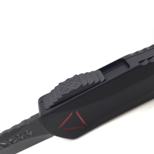 Heretic Knives Special Edition Manticore-X Predator AUTO OTF - 3.75" Black DLC Magnacut Steel Tanto Blade, Black Aluminum Handles Heretic Knives Special Edition Manticore-X Predator AUTO OTF - 3.75" Black DLC Magnacut Steel Tanto Blade, Black Aluminum Handles