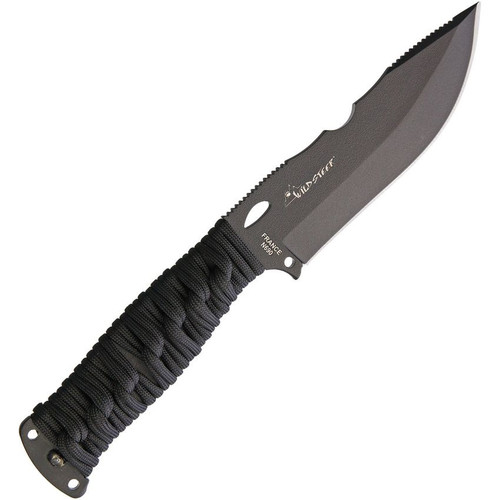 WildSteer ADVENTURER Survival Fixed Blade Knife - 4.6" N690Co Drop Point Blade, Black Paracord Handles, Black Polymer Sheath WildSteer ADVENTURER Survival Fixed Blade Knife - 4.6" N690Co Drop Point Blade, Black Paracord Handles, Black Polymer Sheath
