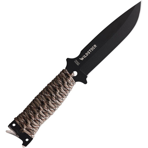 WildSteer KRS Survival Fixed Blade Knife - 5.12" 14C28N Sandvik Drop Point Black Blade, Camo Paracord Handles, Coyote Brown Nylon Sheath WildSteer KRS Survival Fixed Blade Knife - 5.12" 14C28N Sandvik Drop Point Black Blade, Camo Paracord Handles, Coyote Brown Nylon Sheath