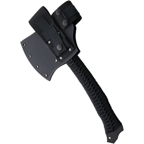 WildSteer Wiuld Hawk Black Tomahawk - 13.385" Overall Length, X46Cr13 Stainless Steel, Black Paracord Wrapped Handle, Kydex Sheath WildSteer Wiuld Hawk Black Tomahawk - 13.385" Overall Length, X46Cr13 Stainless Steel, Black Paracord Wrapped Handle, Kydex Sheath