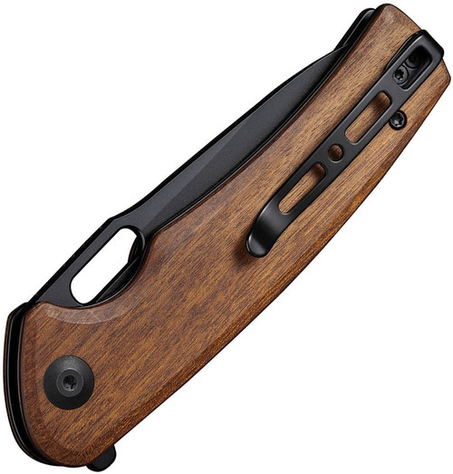 Sencut Knives Vesperon Liner Lock Flipper Knife - 3.35" 9Cr18MoV Black Drop Point Blade, Guibourtia Wood Handles - S20065-4 Sencut Knives Vesperon Liner Lock Flipper Knife - 3.35" 9Cr18MoV Black Drop Point Blade, Guibourtia Wood Handles - S20065-4