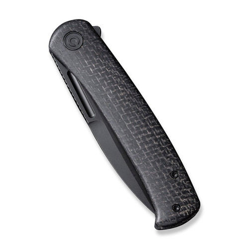 CIVIVI Knives Caetus Liner Lock Flipper Knife - 3.48" 14C28N Black Stonewashed Spear Point Blade, Black Burlap Micarta Handles - C21025C-2 CIVIVI Knives Caetus Liner Lock Flipper Knife - 3.48" 14C28N Black Stonewashed Spear Point Blade, Black Burlap Micarta Handles - C21025C-2