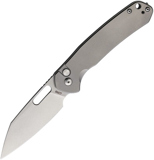 CJRB Cutlery Pyrite Folding Knife - 3.11" AR-RPM9 Stonewashed Wharncliffe Blade, Stonewashed Titanium Handles - J1925A-TI