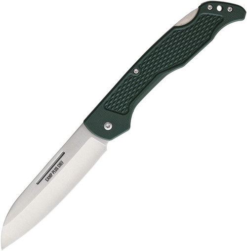 Ontario Camp Plus Folding Chef's Knife - 4.25" Satin Sheepsfoot AUS-8 Blade, OD Green GFN Handles, Lockback - 4300TC