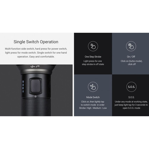 NexTorch E30 Rechargeable Flashlight - 2000 Max Lumens, 380 Beam Distance, USB-C Rechargeable, Anodized Black NexTorch E30 Rechargeable Flashlight - 2000 Max Lumens, 380 Beam Distance, USB-C Rechargeable, Anodized Black