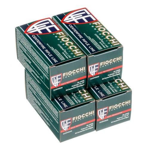 Fiocchi 223FHVA Extrema 223 Rem 50 GR V-Max, Packaged (4) 50 Round Boxes in a Plano Ammo Box for a Total of 200 Rounds Fiocchi 223FHVA Extrema 223 Rem 50 GR V-Max, Packaged (4) 50 Round Boxes in a Plano Ammo Box for a Total of 200 Rounds