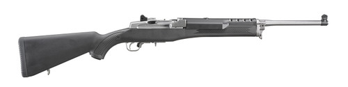 Ruger 5805 Mini-14 Ranch 5.56NATO Rifle - 5+1, 18.50" Barrel, Stainless Steel Finish, Hardwood Stock, Optics Ready