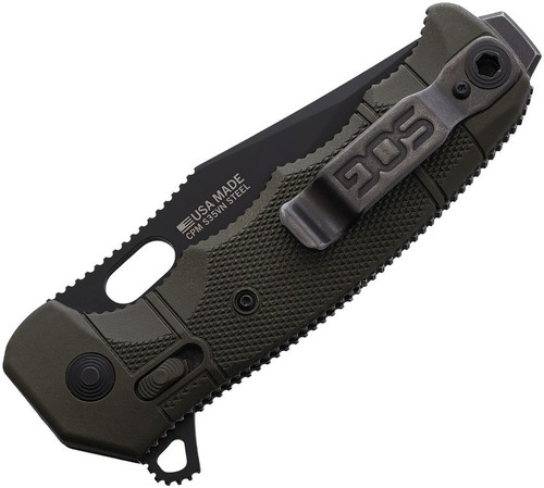 SOG SEAL XR Flipper Knife - 3.9" Black Cerakote S35VN Clip Point Blade, XR Lock, Green GRN Handles - 12-21-10-57 SOG SEAL XR Flipper Knife - 3.9" Black Cerakote S35VN Clip Point Blade, XR Lock, Green GRN Handles - 12-21-10-57