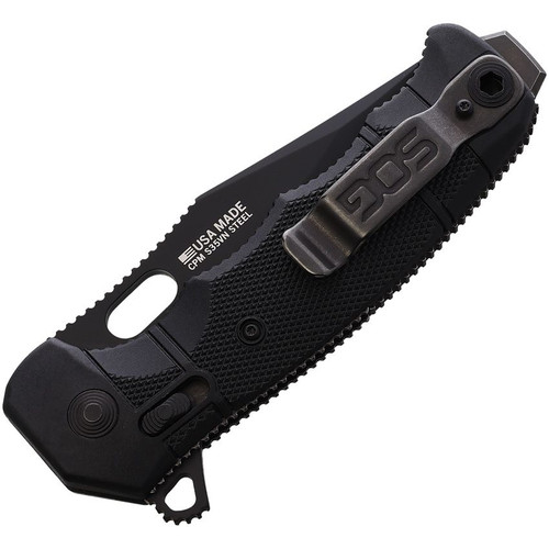 SOG SEAL XR Flipper Knife - 3.9" Black TiNi S35VN Clip Point Combo Blade, Black GRN Handles, XR Lock - 12-21-05-57 SOG SEAL XR Flipper Knife - 3.9" Black TiNi S35VN Clip Point Combo Blade, Black GRN Handles, XR Lock - 12-21-05-57