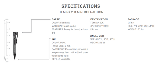 Rite in the Rain Mini Bolt-Action Pen - All-Weather Readiness, Bolt Action Pen, Black Rite in the Rain Mini Bolt-Action Pen - All-Weather Readiness, Bolt Action Pen, Black