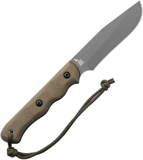 TOPS Knives Spirit Hunter X3 Fixed Blade Knife - 4.75" 1095 Carbon Tungsten Cerakote Blade, Green Canvas Micarta Handles, Leather Sheath - SHR-03 TOPS Knives Spirit Hunter X3 Fixed Blade Knife - 4.75" 1095 Carbon Tungsten Cerakote Blade, Green Canvas Micarta Handles, Leather Sheath - SHR-03