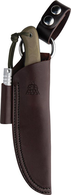 TOPS Knives Spirit Hunter X3 Fixed Blade Knife - 4.75" 1095 Carbon Tungsten Cerakote Blade, Green Canvas Micarta Handles, Leather Sheath - SHR-03 TOPS Knives Spirit Hunter X3 Fixed Blade Knife - 4.75" 1095 Carbon Tungsten Cerakote Blade, Green Canvas Micarta Handles, Leather Sheath - SHR-03