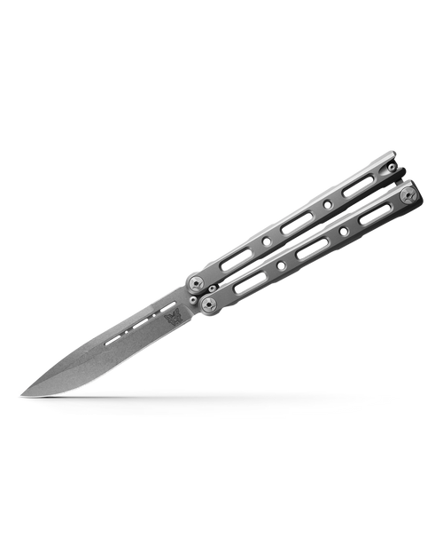 Benchmade 85 Billet Ti Balisong Butterfly Knife - 4.4" CPM-S30V Drop Point Blade, Billet Titanium Handles, Magnetic Latch, Nylon Pouch