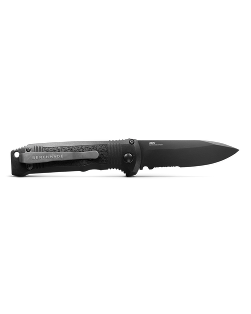 Benchmade Casbah AUTO Folding Knife - 3.4" Black S30V Partially Serrated Drop Point Blade, Black Textured Grivory Handles Benchmade Casbah AUTO Folding Knife - 3.4" Black S30V Partially Serrated Drop Point Blade, Black Textured Grivory Handles