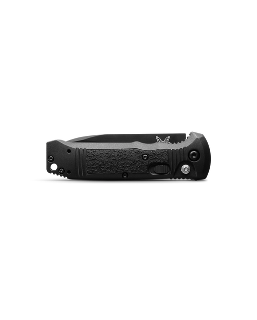 Benchmade Casbah AUTO Folding Knife - 3.4" Black S30V Partially Serrated Drop Point Blade, Black Textured Grivory Handles Benchmade Casbah AUTO Folding Knife - 3.4" Black S30V Partially Serrated Drop Point Blade, Black Textured Grivory Handles