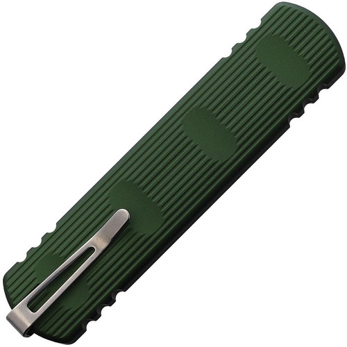 D Rocket Designs Mid-Tech Zulu Spear OTF AUTO Knife - 2.75" M390 Satin Tactical Wharncliffe Blade, Green Aluminum Handles
