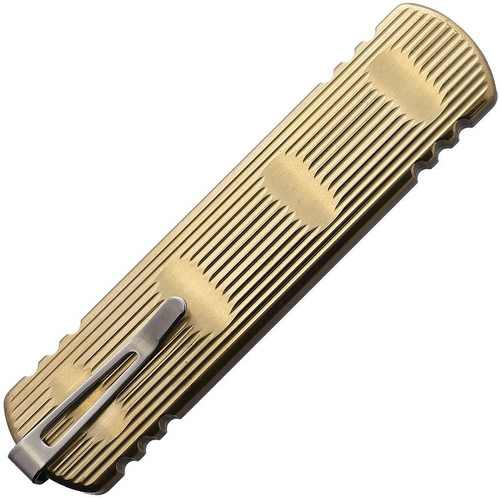 D Rocket Designs Mid-Tech Zulu Spear OTF AUTO Knife - 2.75" M390 Satin Tactical Wharncliffe Blade, Silver Aluminum Top, Bronze Bottom