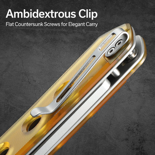 Civivi Snecx Vision FG Superlock Folding Knife - 3.54" Nitro-V Satin Reverse Tanto Blade, Polished Ultem Handles - C22036-5