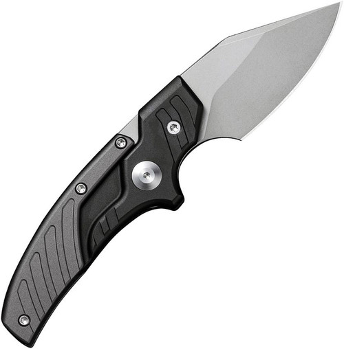 CIVIVI Knives Typhoeus Folding Push Dagger Fixed Blade Knife - 2.27" 14C28N Stonewashed Clip Point Blade, Black and Gray Aluminum Handles, Leather Sheath - C21036-3 CIVIVI Knives Typhoeus Folding Push Dagger Fixed Blade Knife - 2.27" 14C28N Stonewashed Clip Point Blade, Black and Gray Aluminum Handles, Leather Sheath - C21036-3