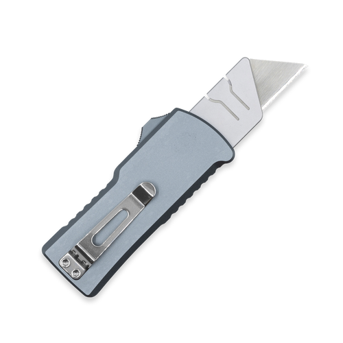 Cobratec Knives Utility AUTO OTF Knife - Replaceable Utility Razor Box Cutter Blade, Gray Aluminum Handles Cobratec Knives Utility AUTO OTF Knife - Replaceable Utility Razor Box Cutter Blade, Gray Aluminum Handles