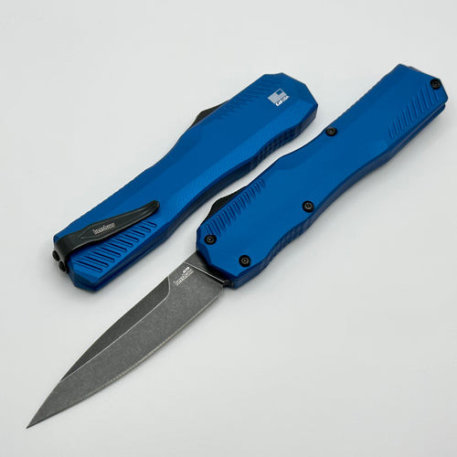 Kershaw Limited Edition Livewire OTF AUTO Knife - 3.3" CPM-Magnacut BlackWash Spear Point Blade, Blue Aluminum Handles, Reversible Clip - 9000BLUBW