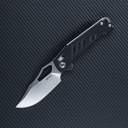 SRM Knives 238X Folding Knife - 3.62" D2 Satin Blade, Black G10 handle, Mono Chasis, Axis Lock SRM Knives 238X Folding Knife - 3.62" D2 Satin Blade, Black G10 handle, Mono Chasis, Axis Lock
