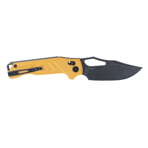 SRM Knives 238X Folding Knife - 3.62" D2 Black Stonewash Blade, Yellow G10 handle, Mono Chasis, Axis Lock SRM Knives 238X Folding Knife - 3.62" D2 Black Stonewash Blade, Yellow G10 handle, Mono Chasis, Axis Lock