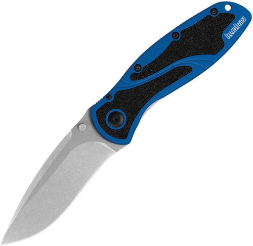 Kershaw 1670NBMAG Ken Onion Blur Assisted Folding Knife - 3.4" CPM-MagnaCut Stonewash Blade, Blue Aluminum Handles w/ Trac-Tec Inserts, Liner Lock