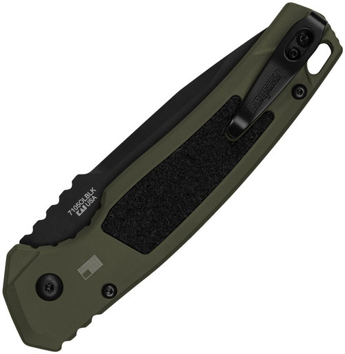 Kershaw 7105OLBLK Launch 16 AUTO Folding Knife - 3.45" CPM-M4 Black Cerakote Tanto Plain Blade, Olive Aluminum Handles with Trac-Tec Inlays, Reversible Clip Kershaw 7105OLBLK Launch 16 AUTO Folding Knife - 3.45" CPM-M4 Black Cerakote Tanto Plain Blade, Olive Aluminum Handles with Trac-Tec Inlays, Reversible Clip