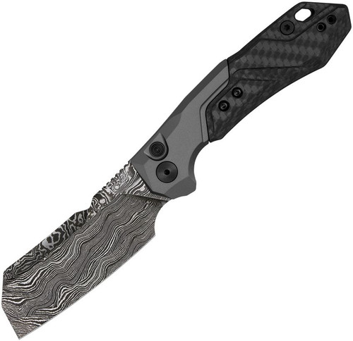 Kershaw 7850BLKDAM Launch 14 AUTO Folding Knife - 3.375" Stonewashed CPM-154 Cleaver Blade, Black Anodized Aluminum Handles with Carbon Fiber Scale