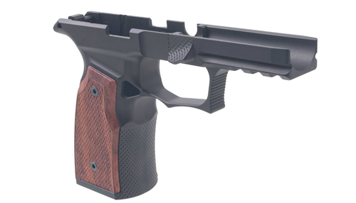 Sharps Bros Improved Grip Module for the P365 XMACRO with NO Manual Safety - Anodized Finish, Black, Brazilian Cherry Wood Grips