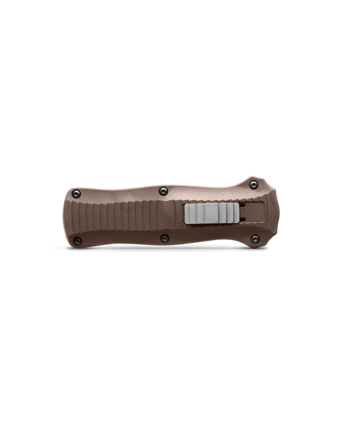 Benchmade 3350-2303 Limited Edition Mini Infidel AUTO OTF Knife - 3.10" S30V Stonewashed Double Edge Dagger Blade, Flat Dark Earth Aluminum Handles Benchmade 3350-2303 Limited Edition Mini Infidel AUTO OTF Knife - 3.10" S30V Stonewashed Double Edge Dagger Blade, Flat Dark Earth Aluminum Handles