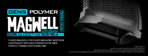 Strike Industries GEN5 Magwell for GLOCK G5 19/23 - Fits Glock 19/23 Gen 5, Polymer, Black Strike Industries GEN5 Magwell for GLOCK G5 19/23 - Fits Glock 19/23 Gen 5, Polymer, Black