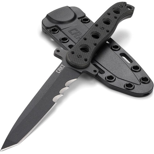 CRKT Kit Carson M16-13FX Fixed Blade Knife - 4.636" SK-5 Tanto Combo Blade with Veff Serrations, Black G10 Handles, GRN Sheath CRKT Kit Carson M16-13FX Fixed Blade Knife - 4.636" SK-5 Tanto Combo Blade with Veff Serrations, Black G10 Handles, GRN Sheath