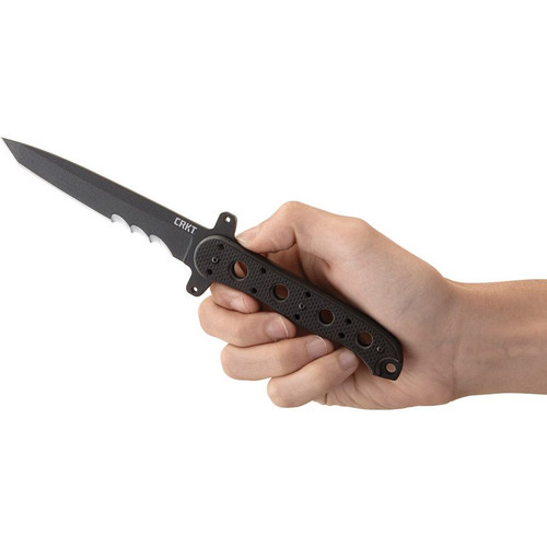 CRKT Kit Carson M16-13FX Fixed Blade Knife - 4.636" SK-5 Tanto Combo Blade with Veff Serrations, Black G10 Handles, GRN Sheath CRKT Kit Carson M16-13FX Fixed Blade Knife - 4.636" SK-5 Tanto Combo Blade with Veff Serrations, Black G10 Handles, GRN Sheath
