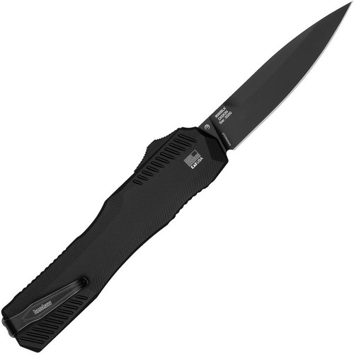Kershaw Livewire OTF AUTO Knife - 3.3" CPM-Magnacut Black PVD Spear Point Blade, Black Aluminum Handles, Reversible Clip - 9000BLK Kershaw Livewire OTF AUTO Knife - 3.3" CPM-Magnacut Black PVD Spear Point Blade, Black Aluminum Handles, Reversible Clip - 9000BLK