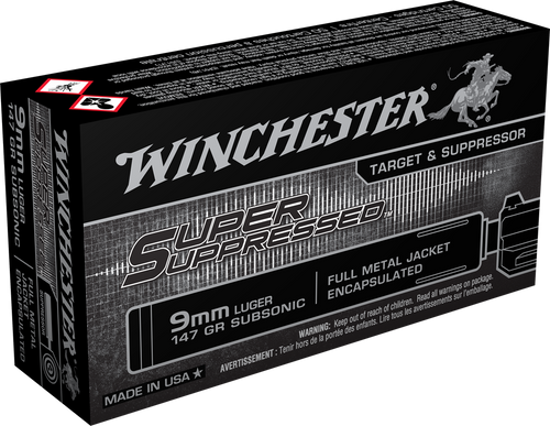 Winchester Super Suppressed 9MM 147GR FMJ Handgun Ammo