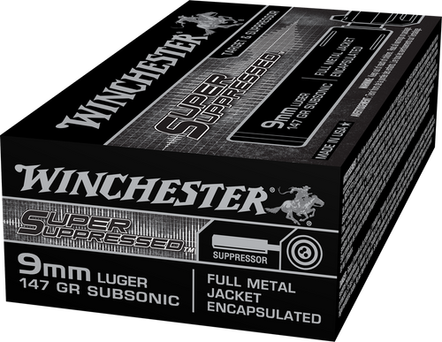Winchester Super Suppressed 9MM 147GR FMJ Handgun Ammo Winchester Super Suppressed 9MM 147GR FMJ Handgun Ammo