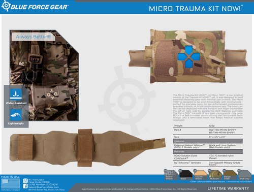 Blue Force Gear Micro Trauma Kit NOW! - Medical Pouch, MOLLE Attachment, Black Blue Force Gear Micro Trauma Kit NOW! - Medical Pouch, MOLLE Attachment, Black