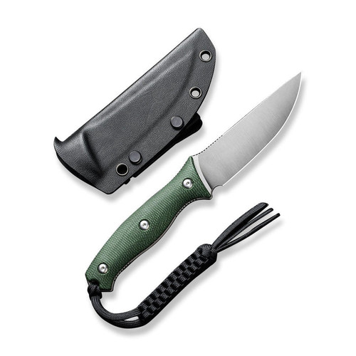 CIVIVI Knives Stormridge Fixed Blade Knife - 3.92" Nitro-V Satin Straight Back Blade, Contoured Green Canvas Micarta Handles, Kydex Sheath - C23041-3 CIVIVI Knives Stormridge Fixed Blade Knife - 3.92" Nitro-V Satin Straight Back Blade, Contoured Green Canvas Micarta Handles, Kydex Sheath - C23041-3