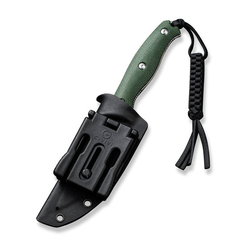 CIVIVI Knives Stormridge Fixed Blade Knife - 3.92" Nitro-V Satin Straight Back Blade, Contoured Green Canvas Micarta Handles, Kydex Sheath - C23041-3 CIVIVI Knives Stormridge Fixed Blade Knife - 3.92" Nitro-V Satin Straight Back Blade, Contoured Green Canvas Micarta Handles, Kydex Sheath - C23041-3