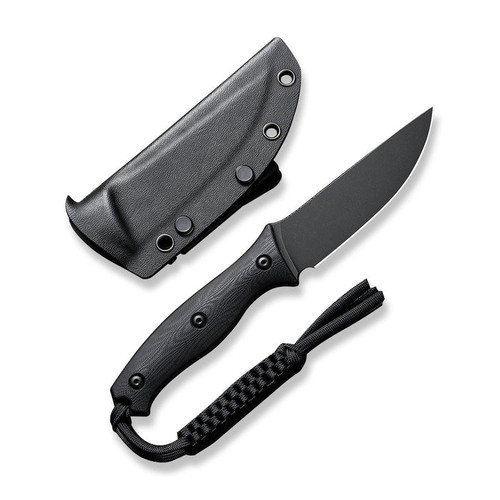 CIVIVI Knives Stormridge Fixed Blade Knife - 3.92" Nitro-V Black Stonewashed Straight Back Blade, Contoured Black G10 Handles, Kydex Sheath - C23041-1 CIVIVI Knives Stormridge Fixed Blade Knife - 3.92" Nitro-V Black Stonewashed Straight Back Blade, Contoured Black G10 Handles, Kydex Sheath - C23041-1