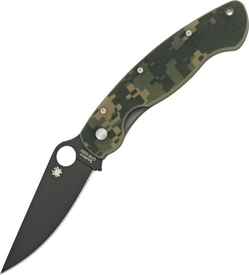 Spyderco Military Folding Knife - 4" S30V Black Plain Blade, Digital Camo G10 Handles, Liner Lock - C36GPCMOBK